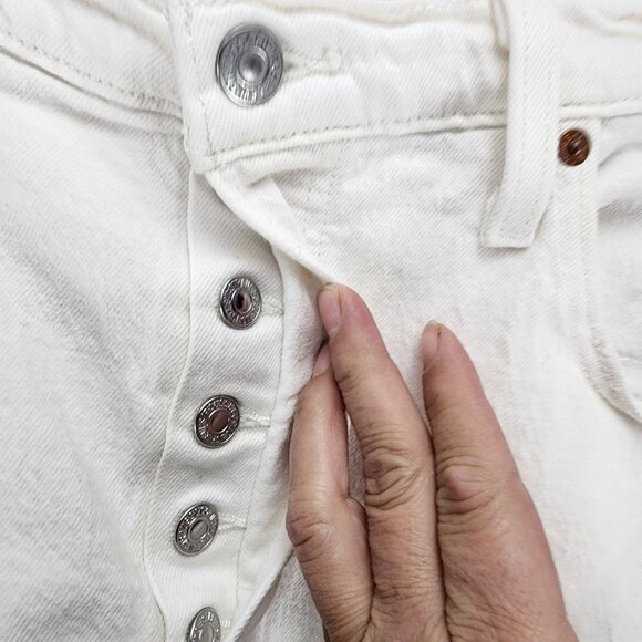 Levis Shorts Womens 32 501 White Stretch High Rise Button Fly Denim Jean *GUC* - Picture 3 of 16
